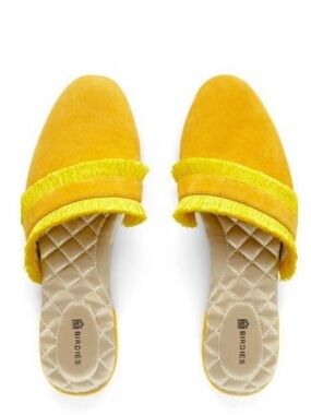 Birdies Ani Marigold Yellow Fringe Slide Mule Flats